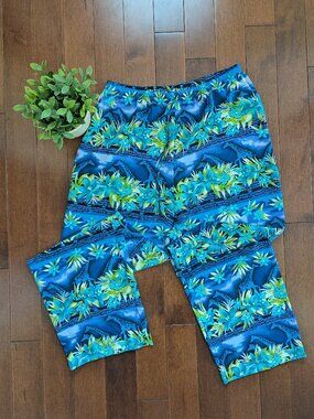 BOHO Y2K TROPICAL PRINT PALAZZO PANTS